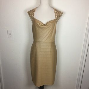 Kay Unger Gold Evening Dress
